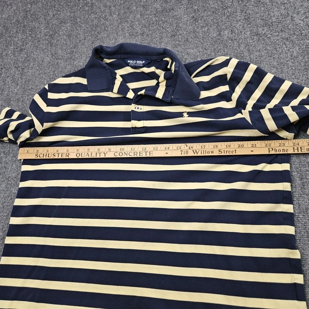 Polo‎ Golf Ralph Lauren Polo Shirt Mens XL Navy Yellow Striped Pima Country Club